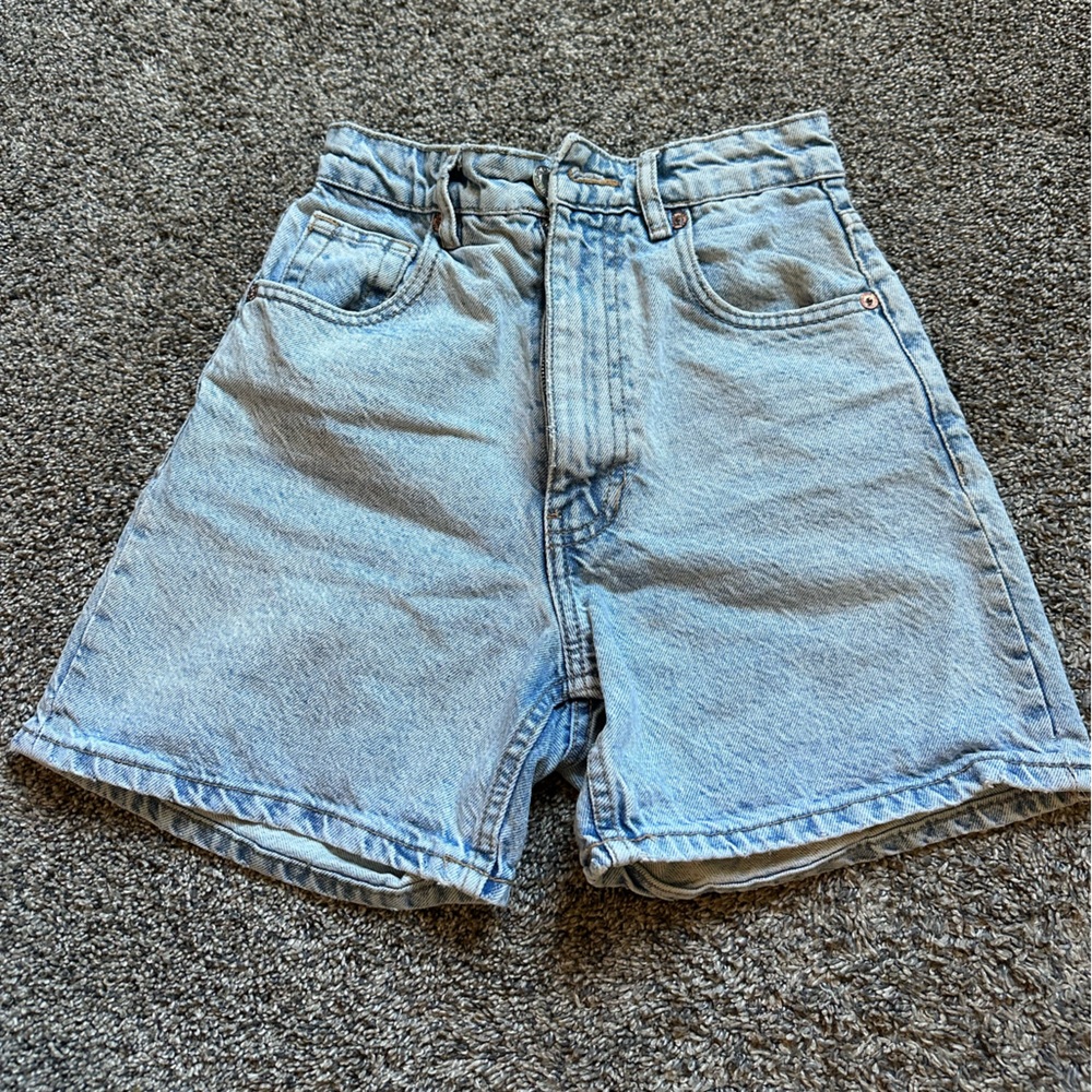 Zara Sky Blue High Waisted Mom Short